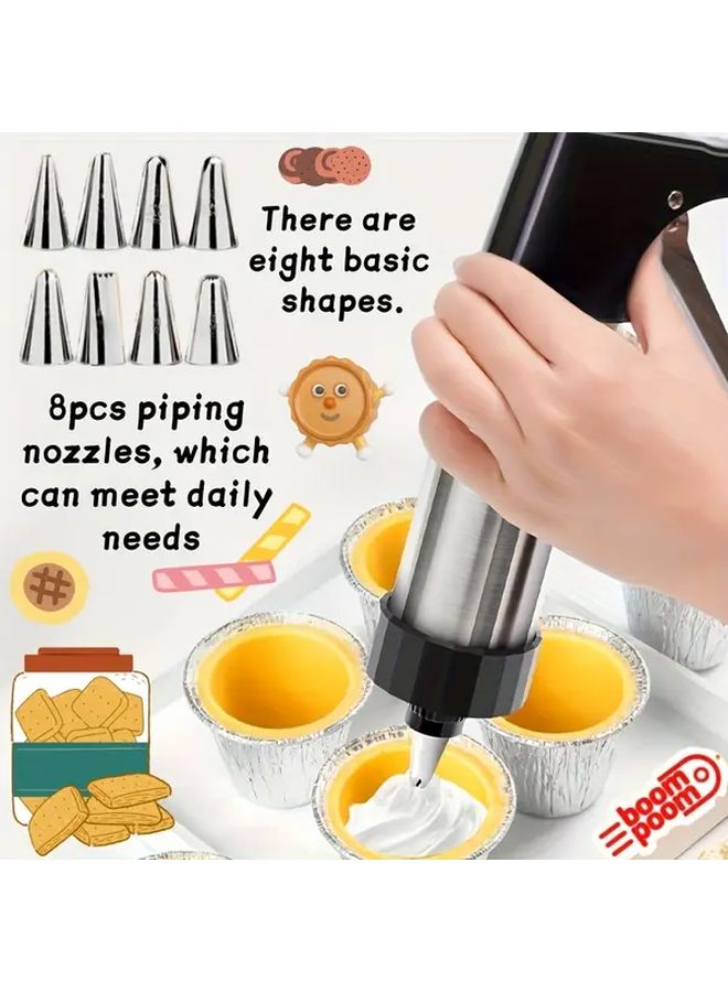 22pcs Press Gun Set Manual Cookie Extruder Cream Piping Nozzle Baking Tools Gift Box - Image 4